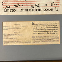 1489 Illuminated Vellum Manuscript Antiphon Leaf 2-Sided Large Framed Provenance