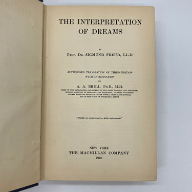 First English Edition The Interpretation of Dreams 1913 Sigmund Freud Cloth HC