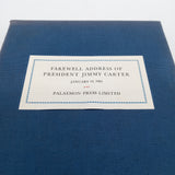 Signed Jimmy Carter Farewell Address 1981 Palaemon Press Limited Edition 139/300