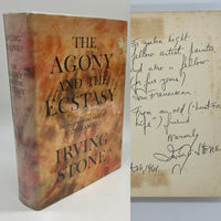 Signed Irving Stone The Agony And The Ecstasy 1961 HC DJ "To Fellow Artist" Good