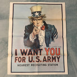 1975 Uncle Sam I Want You for U.S. Army Recruiting Poster 28x22 Very Good