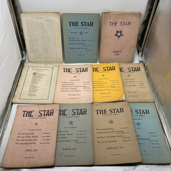 11 Issue Lot The Star International Magazine 1928-29 J Krishnamurti Ojai CA Good