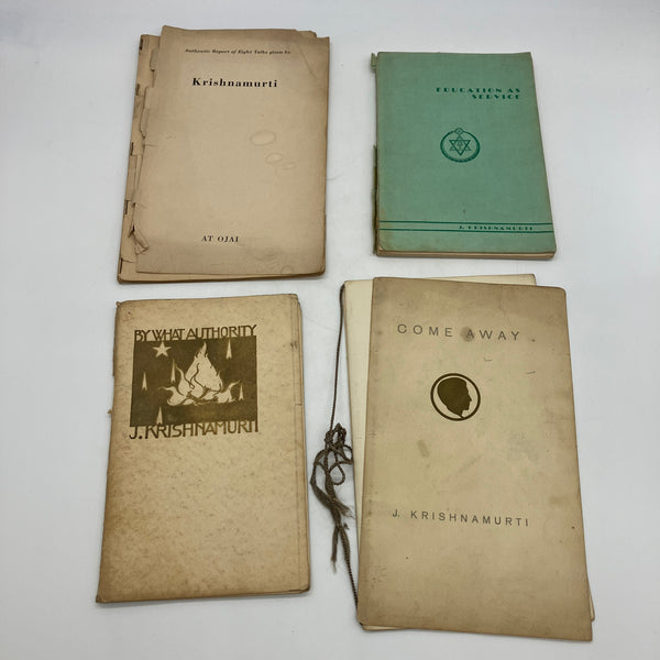 4 Lot Pamphlets Poetry Talks by J. Krishnamurti 1920s 1930s Ojai CA Acceptable