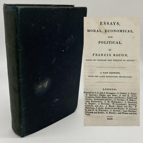 Essays Moral Economical & Political 1819 Francis Bacon Cloth Hardcover Very Good