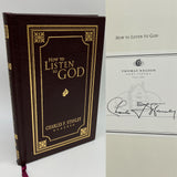 Signed Charles Stanley How To Listen To God (1985) Nelson Leather Hardcover Fine