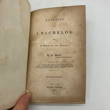 Reveries of a Bachelor (1854) Ik Marvel aka Donald Grant Mitchell HC Acceptable