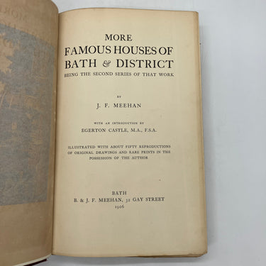 First Edition More Famous Houses of Bath & District 1906 John Meehan Acceptable