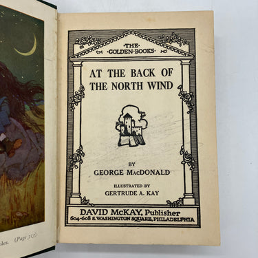 At the Back of the North Wind 1934 George MacDonald Illustrated Cloth Acceptable