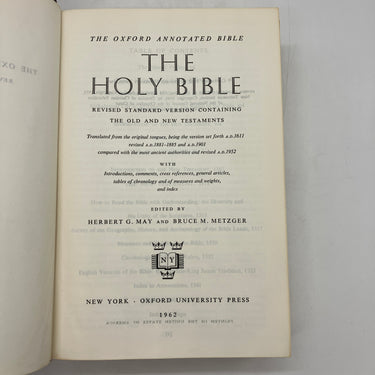 Oxford Annotated Bible Revised Standard Version (1962) Maps Cloth Hardcover Good