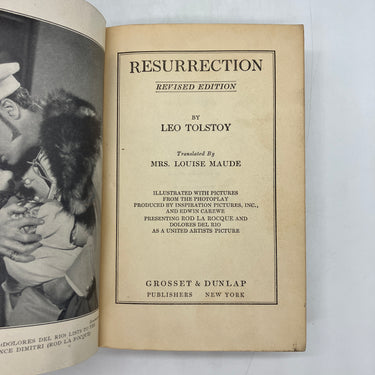 Resurrection: Photoplay Movie Illustrated Edition 1927 Leo Tolstoy Cloth HC Good