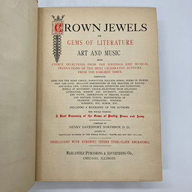Crown Jewels Gems of Literature Art & Music 1888 Henry Northrop Cloth Acceptable