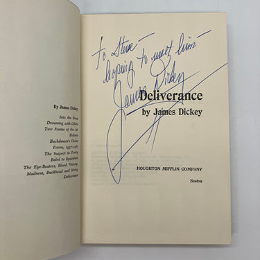 Signed James Dickey Deliverance (1970) 4th Printing HC w Poetic Inscription Good