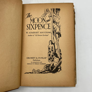The Moon and Sixpence (1942) W. Somerset Maugham Movie Tie-in Cloth HC DJ Poor