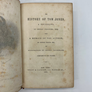The History of Tom Jones, a Foundling (1859) Henry Fielding Cloth Hardcover Poor