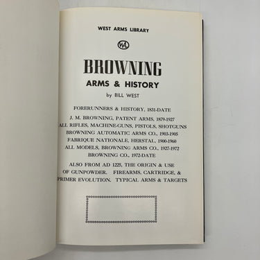 First Edition Browning Arms & History (1972) Bill West Leather HC Very Good