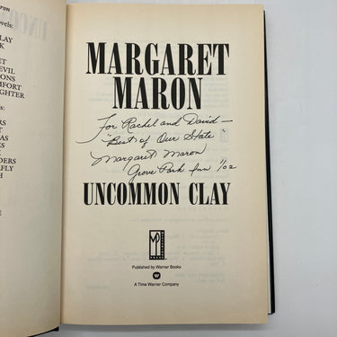 Signed First Edition Uncommon Clay (2001) Margaret Maron Hardcover DJ Very Good