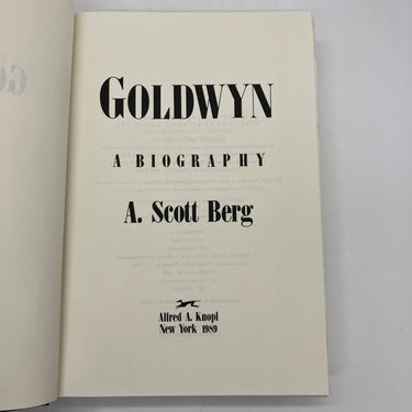 Goldwyn: A Biography (1989) A. Scott Berg Cloth Hardcover Dust Jacket Very Good