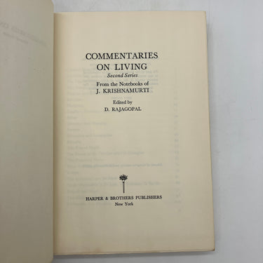 First Edition Commentaries on Living: 2nd Series 1958 Jiddu Krishnamurti HC Good