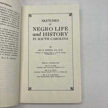 Sketches of Negro Life and History in South Carolina (1971) Asa Gordon PB Good