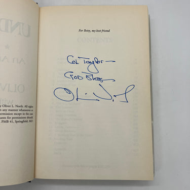 Signed Under Fire: An American Story (1991) Oliver North Hardcover DJ Very Good