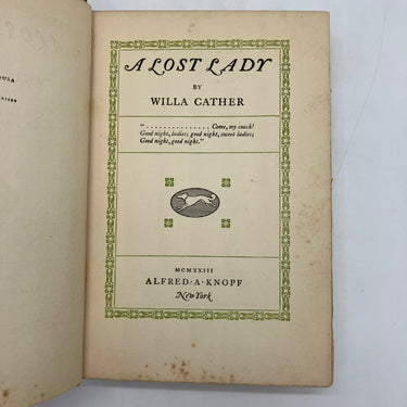 A Lost Lady (1923) Willa Cather Third Printing Cloth Hardcover Good