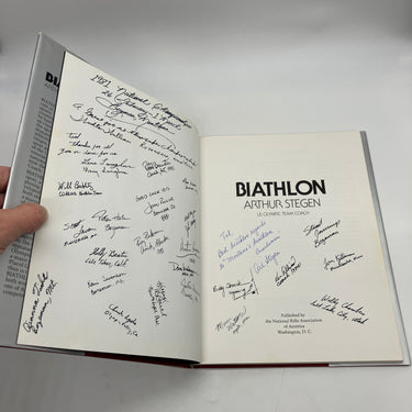 Signed by 31 Biathlon Olympic & Hall of Fame Athletes Arthur Stegen HC Book WOW!