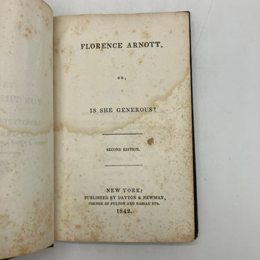 Florence Arnott: Or Is She Generous? 1842 Maria McIntosh Victorian Morality Good
