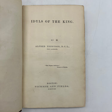Idyls of the King (1859) Alfred Tennyson HC First American Authors Edition Good
