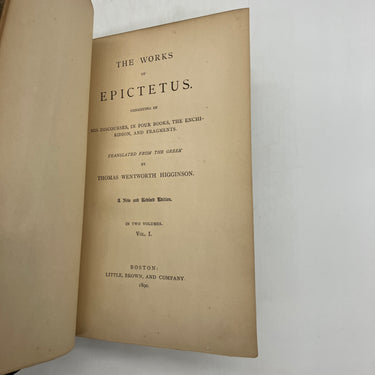 The Works of Epictetus Volume 1 (1890) Epictetus & Thomas Higginson Cloth Good