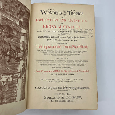 Explorations and Adventures of Henry Stanley & Livingstone 1889 Northrop HC POOR