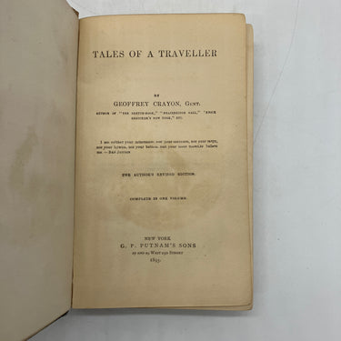 Tales of a Traveller 1893 Washington Irving Geoffrey Crayon Antiquarian HC Good