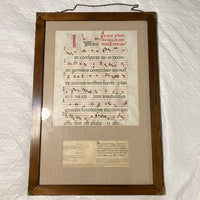 1489 Illuminated Vellum Manuscript Antiphon Leaf 2-Sided Large Framed Provenance