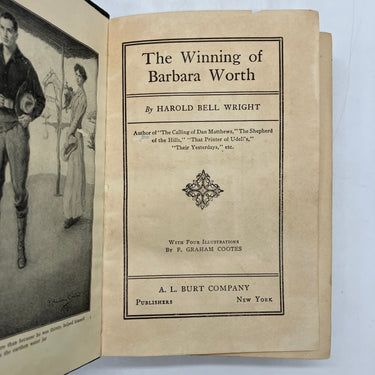 The Winning of Barbara Worth (1911) Harold Bell Wright Antiquarian Cloth HC Good