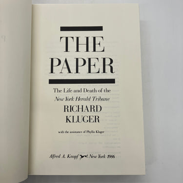 The Paper: Life & Death of New York Herald Tribune (1986) Richard Kluger HC Good