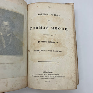 Poetical Works of Thomas Moore w Melodies & Ballads (1835) Leather HC Poor