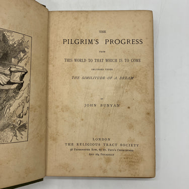 The Pilgrim's Progress 1890 John Bunyan Antiquarian Cloth UK Illustrated HC Good
