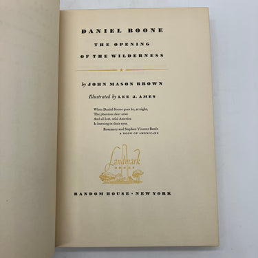 Daniel Boone: The Opening of the Wilderness (1952) John Mason Brown HC DJ Good