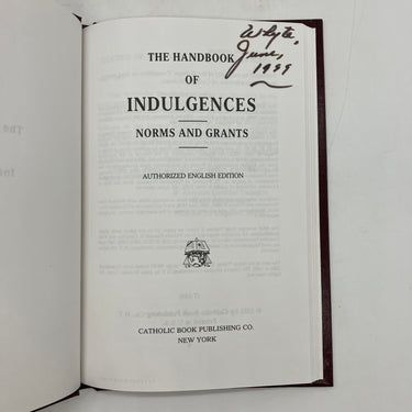 Handbook of Indulgences: Norms & Grants (1991) Bishops Committee Liturgy HC Good
