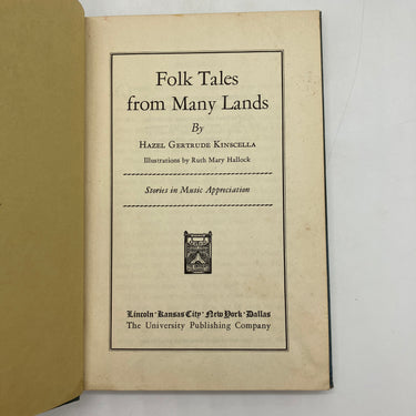Folk Tales From Many Lands: Music Appreciation 1939 Kinscella Ex-Library HC Good