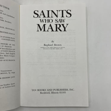Saints Who Saw Mary (1994) Raphael Brown TAN Books Trade Paperback Very Good