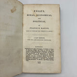 Essays Moral Economical & Political 1819 Francis Bacon Cloth Hardcover Very Good