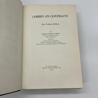 Corbin on Contracts One Volume Edition 1952 Arthur Linton Corbin West Publishing