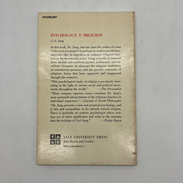 Psychology and Religion Terry Lectures Series 1960 CG Jung Paperback Acceptable