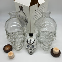 3 Lot Empty Crystal Head Vodka Skull 750mL & 50mL KAH Tequila Glass Bottles