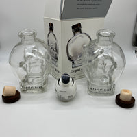 3 Lot Empty Crystal Head Vodka Skull 750mL & 50mL KAH Tequila Glass Bottles