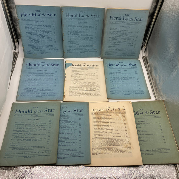 10 Issue Lot The Herald of the Star Magazine 1920s J. Krishnamurti Ojai CA Good