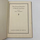 The Social Register of North Carolina (1936) Mary Henderson Genealogy HC Good