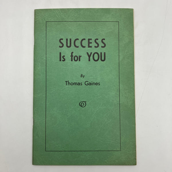 Success Is For You 30-Day Plan of Success Achievement (1954) Thomas Gaines PB VG