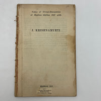 2 Lot Notes of Group Discussions at Madras w J. Krishnamurti, 1947-48, Pamphlets