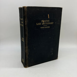 Black's Law Dictionary Third Edition (1933) Henry Campbell Black Cloth HC Poor